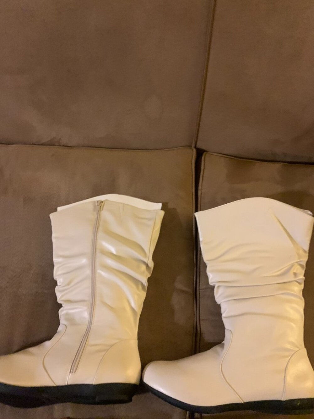 Comfortview Slouch Mid Calf Boots Winter White Flat Wide Width Size 10.5W NIB